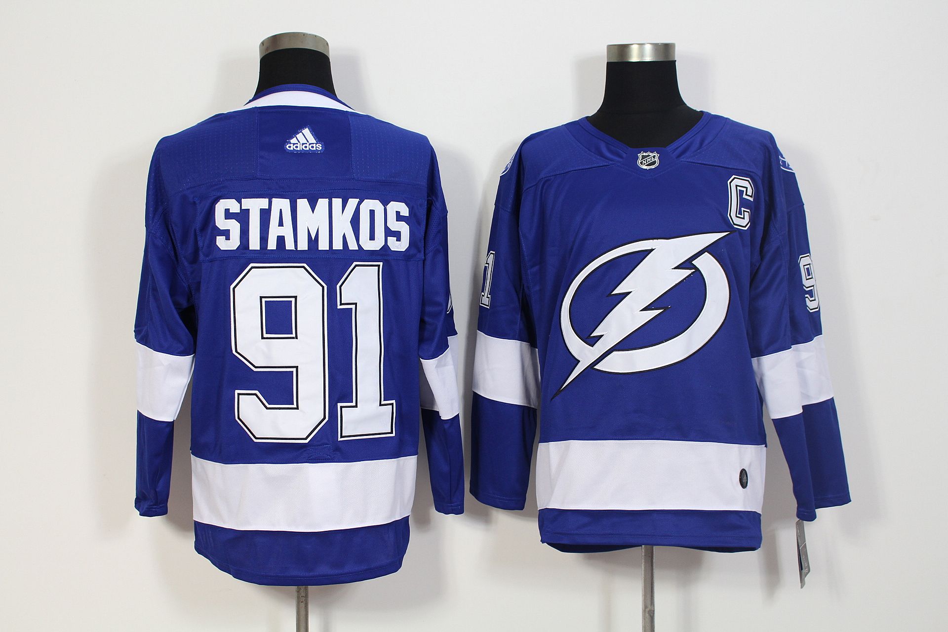 Men Tampa Bay Lightning 91 Stamkos Blue Adidas Hockey Stitched NHL Jerseys